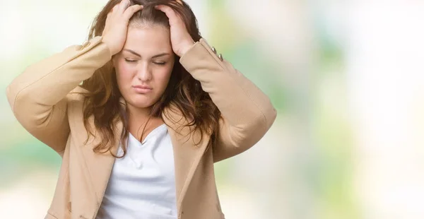 Bella Size Giovane Donna Che Indossa Cappotto Invernale Sfondo Isolato — Foto Stock