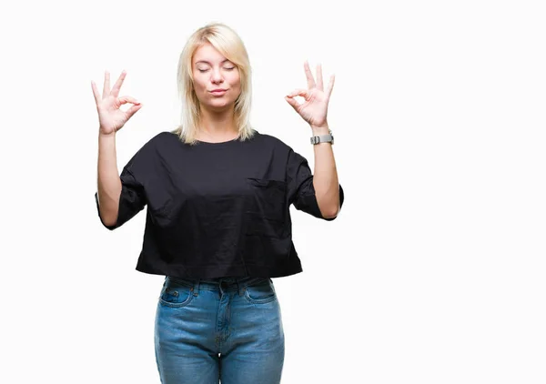 Junge Schöne Blonde Frau Über Isolierten Hintergrund Entspannen Und Lächelnd — Stockfoto