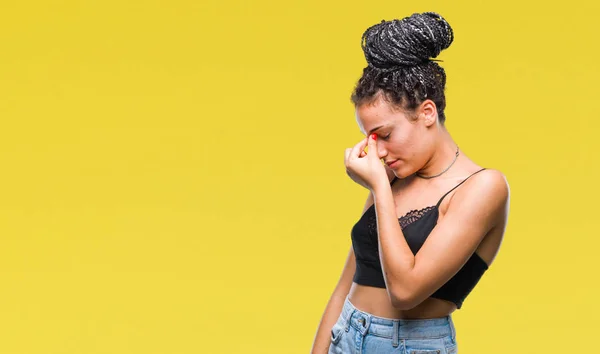 Cabelo Trançado Jovem Afro Americano Com Pigmentação Marca Nascimento Mancha — Fotografia de Stock