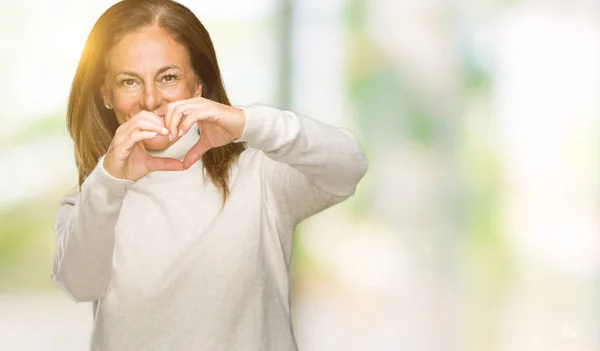 Hermosa Mujer Adulta Mediana Edad Con Suéter Invierno Sobre Fondo —  Fotos de Stock