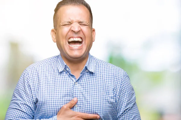 Hombre Negocios Árabe Mediana Edad Sobre Fondo Aislado Sonriendo Riendo —  Fotos de Stock