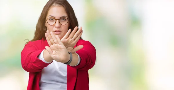 Schöne Size Junge Geschäftsfrau Trägt Elegante Jacke Und Brille Über — Stockfoto