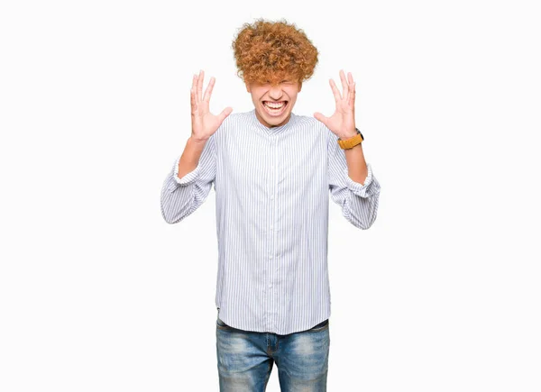 Joven Hombre Negocios Guapo Con Pelo Afro Con Camisa Elegante —  Fotos de Stock