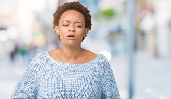 Joven Mujer Afroamericana Hermosa Usando Suéter Sobre Fondo Aislado Con — Foto de Stock