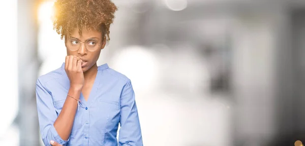 Krásné Mladé Africké Amerických Obchodních Žena Izolované Pozadí Pohledu Stresovaní — Stock fotografie