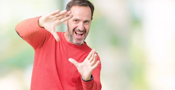 Bonito Hoary Meia Idade Homem Sênior Vestindo Camisola Inverno Sobre — Fotografia de Stock