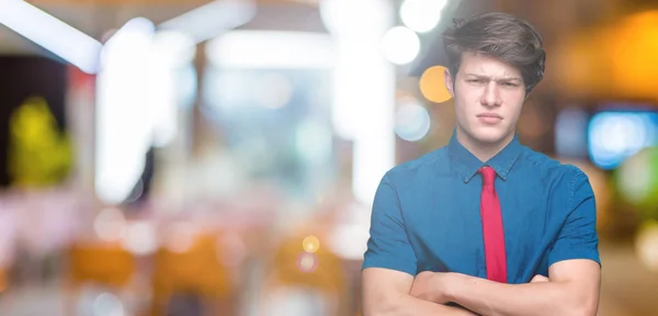 Young Handsome Business Man Wearing Red Tie Isolated Background Skeptic — Stock Photo, Image