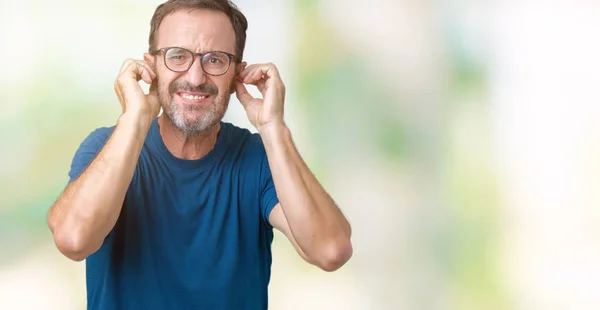 Handsome Middle Age Hoary Senior Man Wearin Glasses Isolated Background — Stock Photo, Image