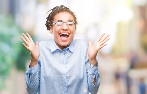 Junge Geflochtene Haare Afrikanisch Amerikanische Business Girl Mit Brille Über — Stockfoto