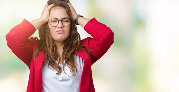 Schöne Size Junge Geschäftsfrau Mit Eleganter Jacke Und Brille Über — Stockfoto