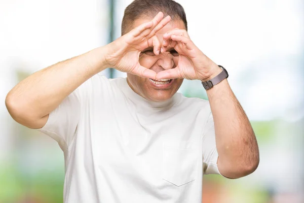 Medelåldern Arabiska Mannen Wearig Vit Shirt Över Isolerade Bakgrund Gör — Stockfoto