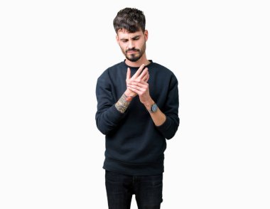 Elleri ve parmakları, artrit inflamasyon izole arka plan acı acı genç yakışıklı adam