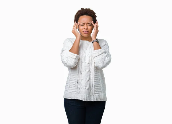 Bella Giovane Donna Afroamericana Che Indossa Maglione Sfondo Isolato Con — Foto Stock