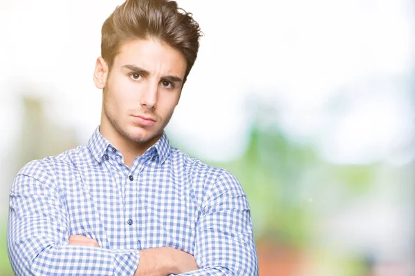 Joven Hombre Negocios Guapo Sobre Fondo Aislado Escéptico Nervioso Desaprobando —  Fotos de Stock