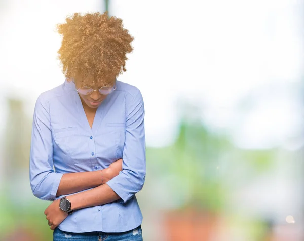 Linda Jovem Mulher Negócios Afro Americana Sobre Fundo Isolado Com — Fotografia de Stock