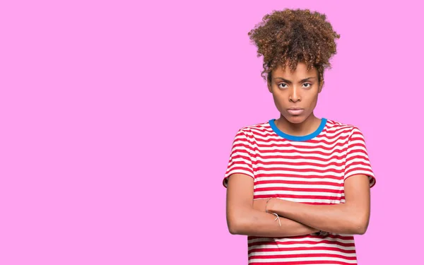 Beautiful Young African American Woman Isolated Background Skeptic Nervous Disapproving — Stock Photo, Image