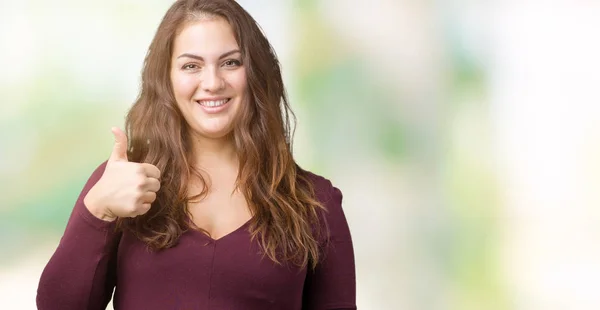 Beautiful Attractive Size Young Woman Wearing Dress Isolated Background Doing — Stock Photo, Image