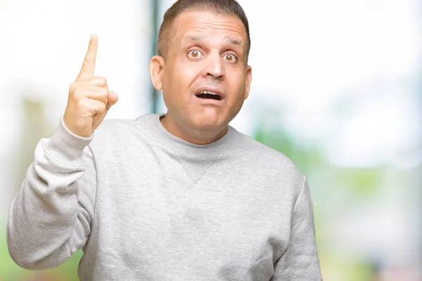 Middle Age Arab Man Wearing Sport Sweatshirt Isolated Background Pointing — Stock Photo, Image