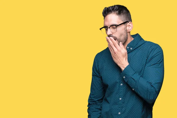 Joven Hombre Negocios Guapo Con Gafas Sobre Fondo Aislado Aburrido — Foto de Stock