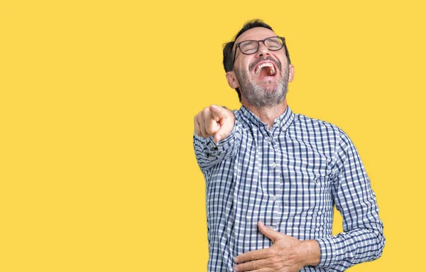 Guapo Mediana Edad Elegante Hombre Mayor Con Gafas Sobre Fondo — Foto de Stock