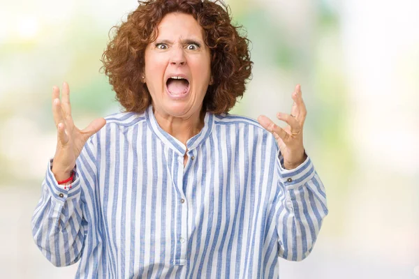 Hermosa Mujer Mediana Edad Ager Vistiendo Camisa Marina Sobre Fondo — Foto de Stock