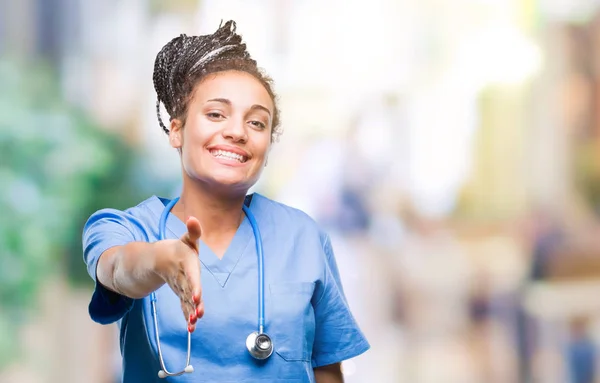 Junge Geflochtene Haare Afrikanisch Amerikanische Mädchen Professionelle Chirurgin Über Isolierten — Stockfoto