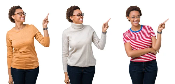 Joven Mujer Afroamericana Con Cabello Afro Usando Gafas Con Una — Foto de Stock