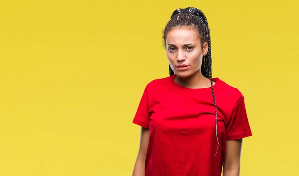 Young Braided Hair African American Girl Isolated Background Serious Expression — Stock Photo, Image