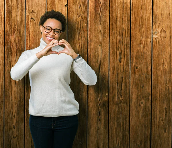 Young Beautiful African American Woman Wearing Glasses Isolated Background Smiling — Stock Photo, Image