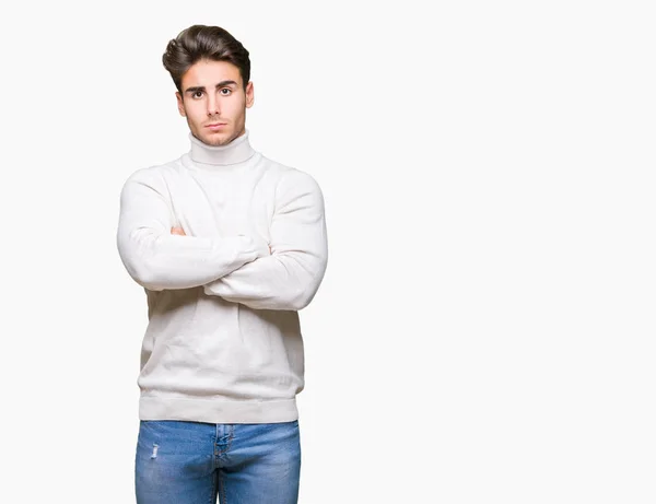 잘생긴 젊은이 회의론 얼굴에 Disapproving 스웨터를 부정적인 — 스톡 사진