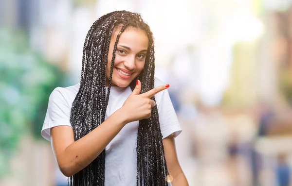 Jonge Gevlochten Hair Afrikaans Amerikaans Meisje Geïsoleerde Achtergrond Vrolijke Met — Stockfoto