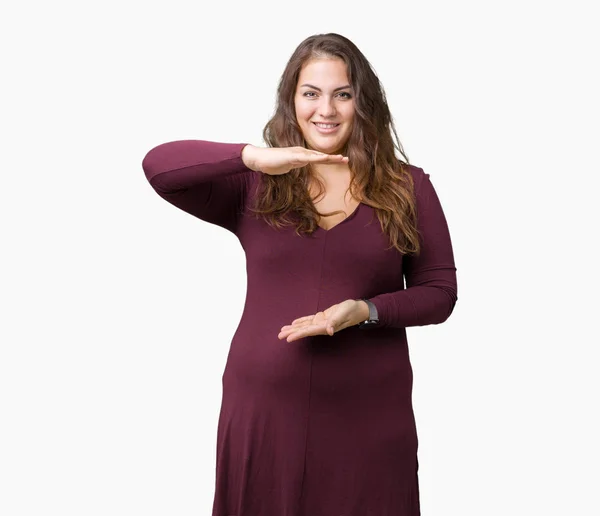 Beautiful Attractive Size Young Woman Wearing Dress Isolated Background Gesturing — Stock Photo, Image