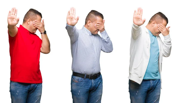 Samenstelling Van Arabische Middelbare Leeftijd Man Geïsoleerde Achtergrond Die Betrekking — Stockfoto