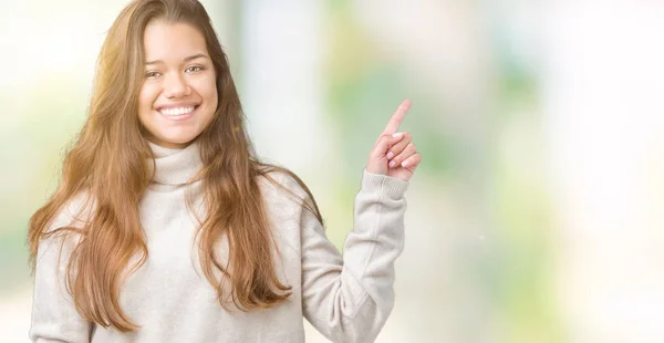 Young Beautiful Brunette Woman Wearing Turtleneck Sweater Isolated Background Big — Stock Photo, Image