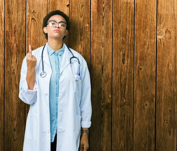 Young African American Doctor Woman Wearing Medical Coat Isolated Background — Stock Photo, Image