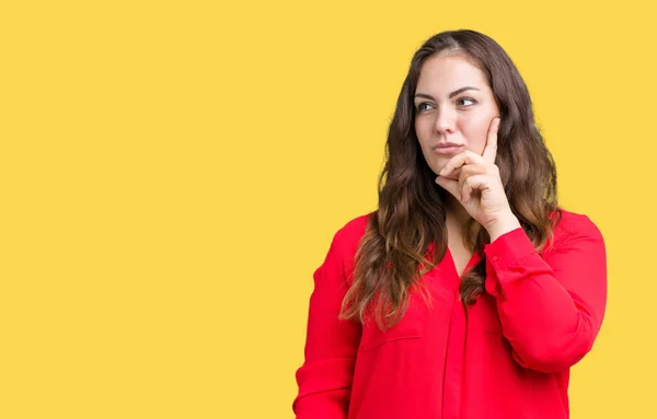 Mulher Negócios Bonita Size Jovem Sobre Fundo Isolado Com Mão — Fotografia de Stock