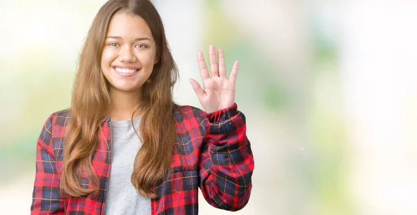 Jeune Belle Femme Brune Portant Une Veste Sur Fond Isolé — Photo