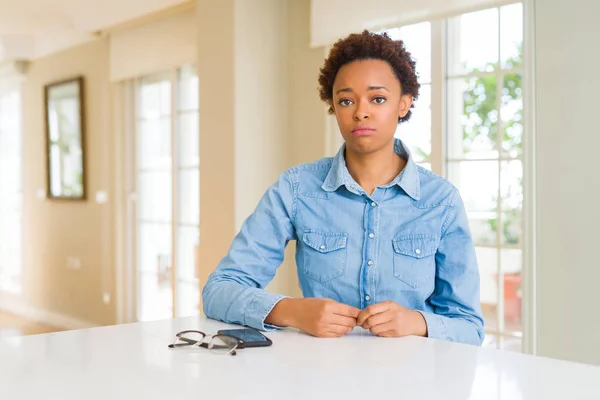 Young Beautiful African American Woman Depressed Worry Distress Crying Angry — Stock Photo, Image