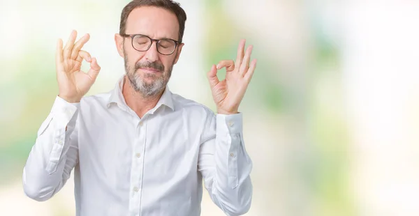 Bonito Homem Negócios Sênior Meia Idade Elegante Usando Óculos Sobre — Fotografia de Stock