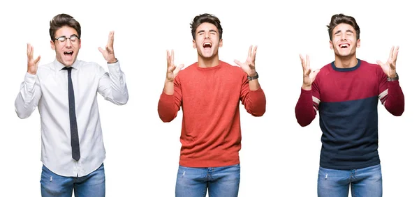 Colagem Jovem Homem Negócios Bonito Sobre Fundo Isolado Celebrando Louco — Fotografia de Stock