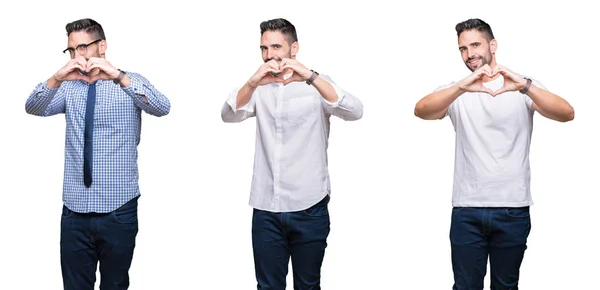 Colagem Homem Negócios Bonito Sobre Fundo Isolado Branco Sorrindo Amor — Fotografia de Stock