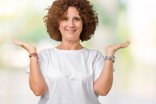 Belle Femme Âgée Âge Moyen Portant Shirt Blanc Sur Fond — Photo