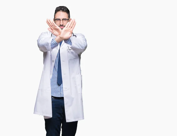 Handsome Young Doctor Man Isolated Background Rejection Expression Crossing Arms — Stock Photo, Image