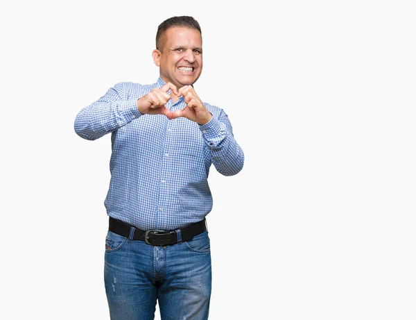 Middle Age Arab Business Man Isolated Background Smiling Love Showing — Stock Photo, Image