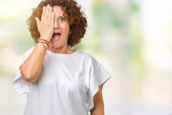 Beautiful Middle Ager Senior Woman Wearing White Shirt Isolated Background — Stock Photo, Image