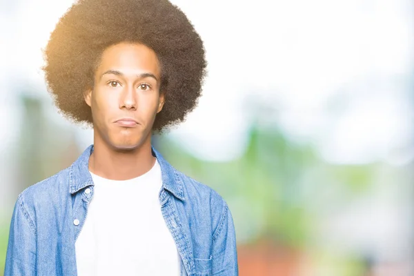 Молодий Афроамериканець Людиною Афро Волосся Депресія Турбуватися Лиха Плакали Сердитий — стокове фото