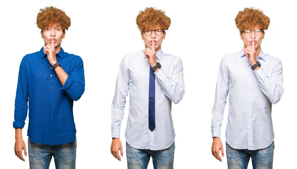 Collage Eines Jungen Geschäftsmannes Mit Lockigem Haar Der Eine Brille — Stockfoto