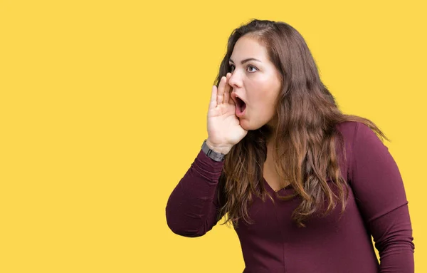 Beautiful Attractive Size Young Woman Wearing Dress Isolated Background Shouting — Stock Photo, Image