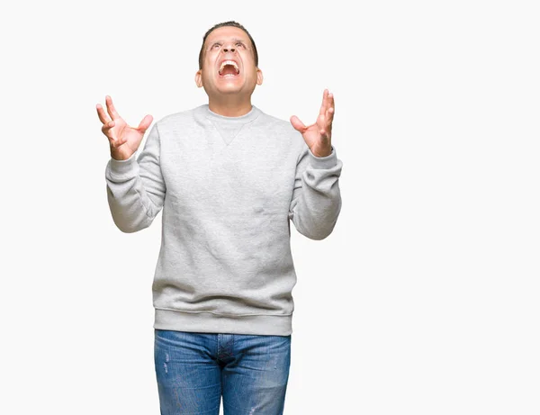 Hombre Árabe Mediana Edad Vistiendo Sudadera Deportiva Sobre Fondo Aislado —  Fotos de Stock