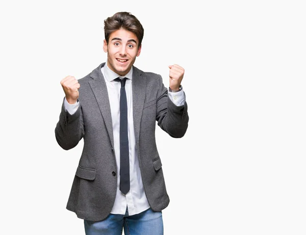 Young Business Man Wearing Suit Tie Isolated Background Celebrating Surprised — Stock Photo, Image